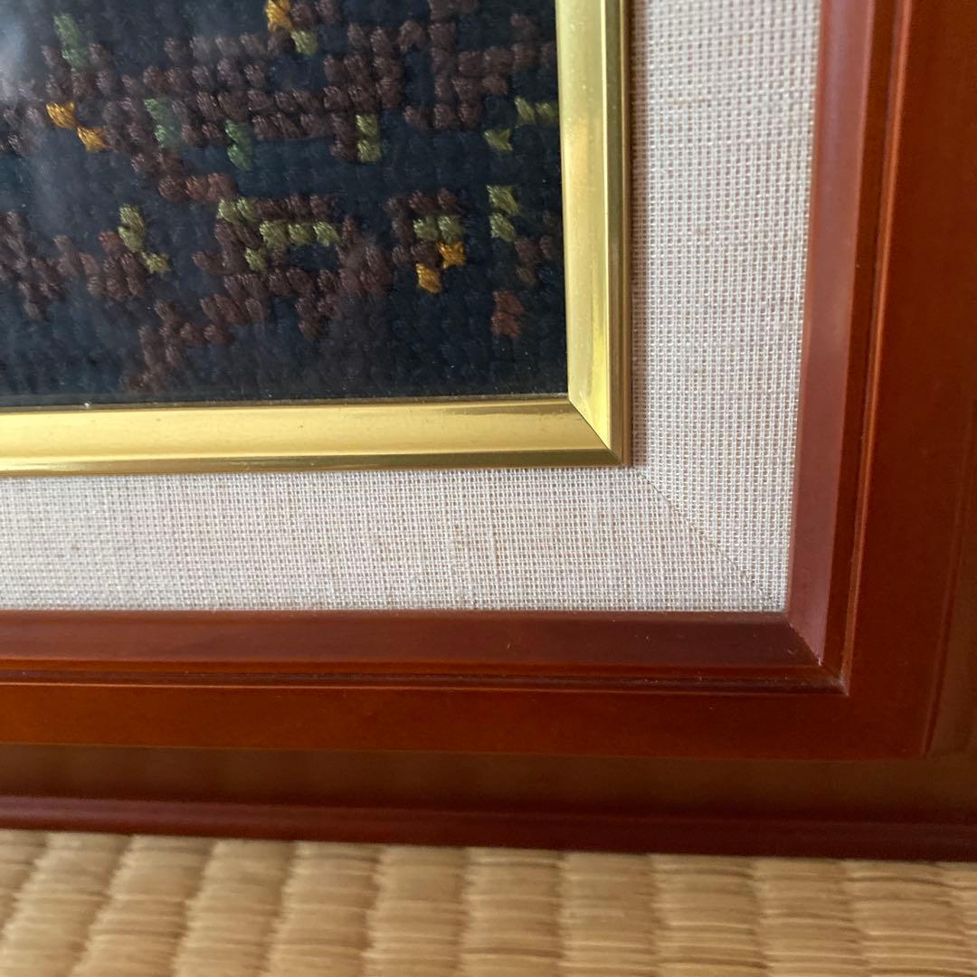 手刺繍　ミレー名画「落穂拾い」額縁入り