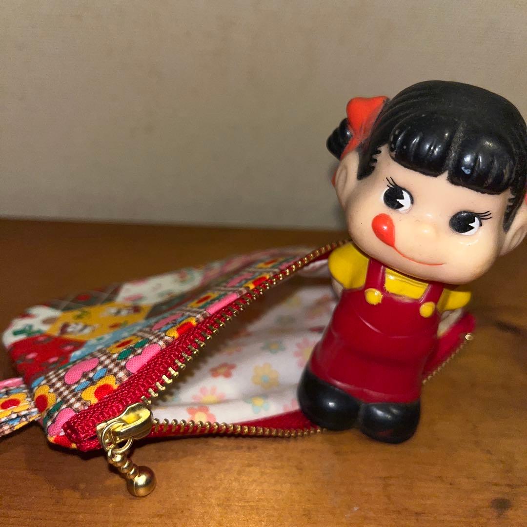 ★423★プチハニー＊ヘキサゴン柄〈茶〉12㌢フラットポーチ＊ハンドメイド