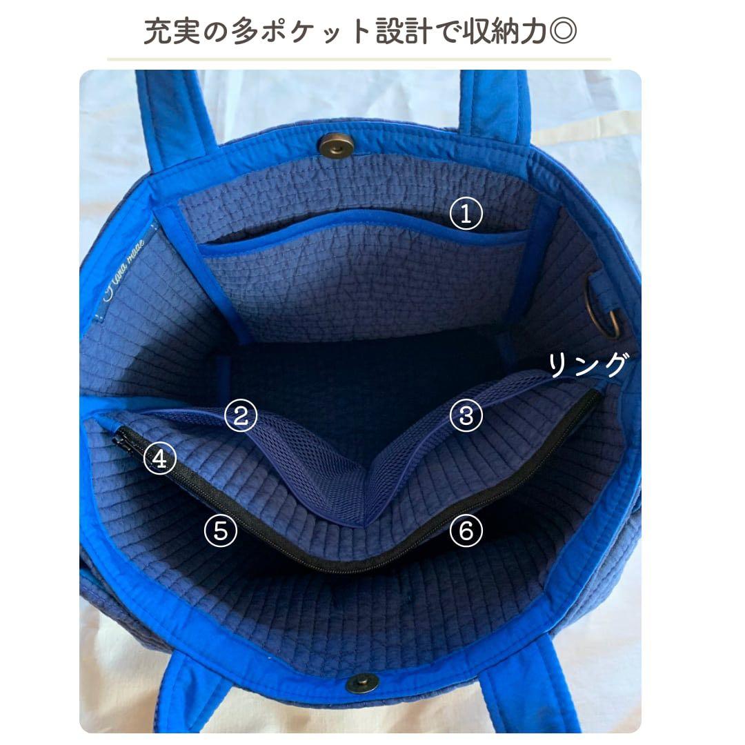 リボンヌビバッグ仕切り付き　イブルバッグ　ブルー　韓国ヌビバッグ　多機能大容量