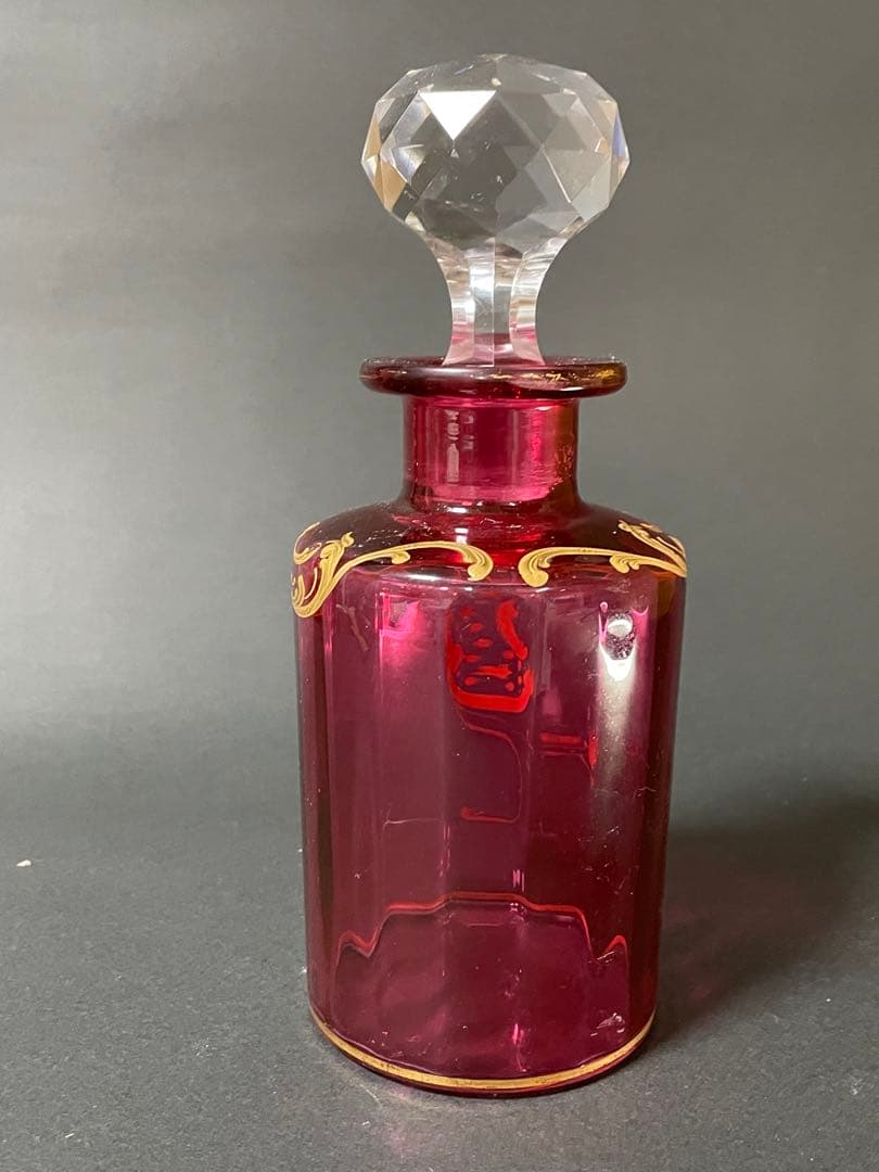 オールドバカラ金彩赤硝子大型香水瓶　希少