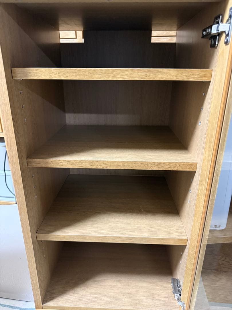 無印良品木製キャビネット　ガラス扉　オーク材突板　幅４４×奥行４４×高さ８３ｃｍ