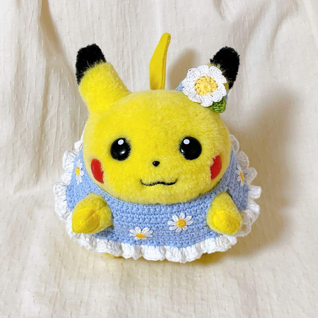 お花ワッペンワンピース3点セット ハンドメイド 初期ピカチュウ
