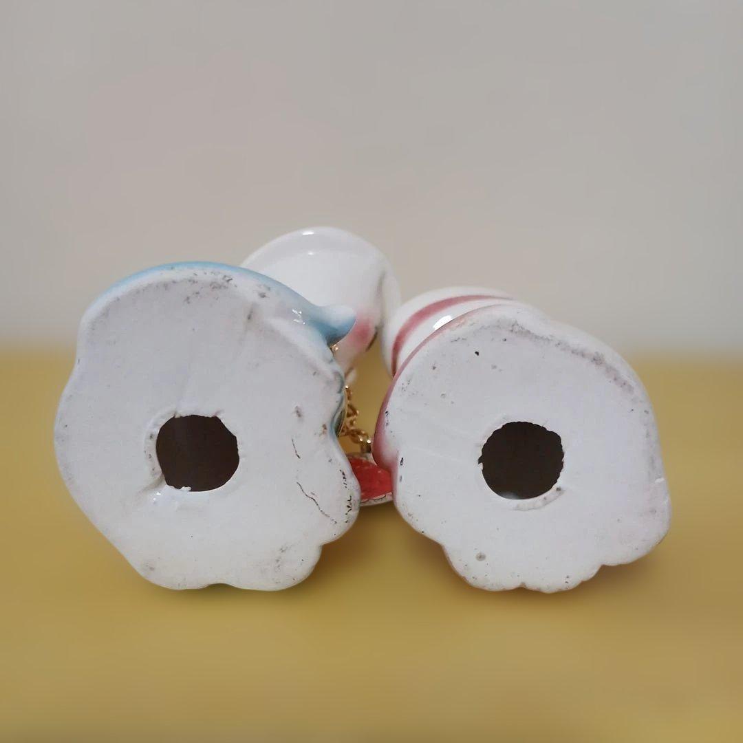 昭和レトロ　猫のカップル　陶器　置物