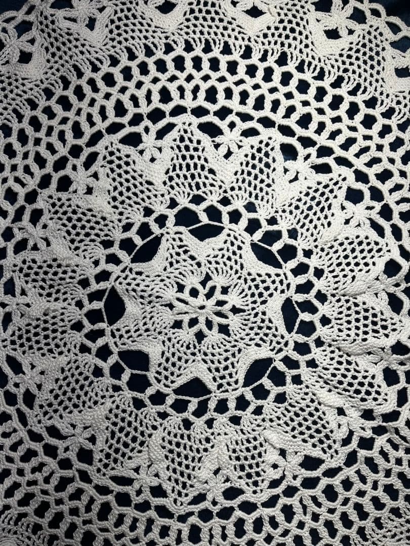 レース編み 円形マット ホワイト 90センチ　　５