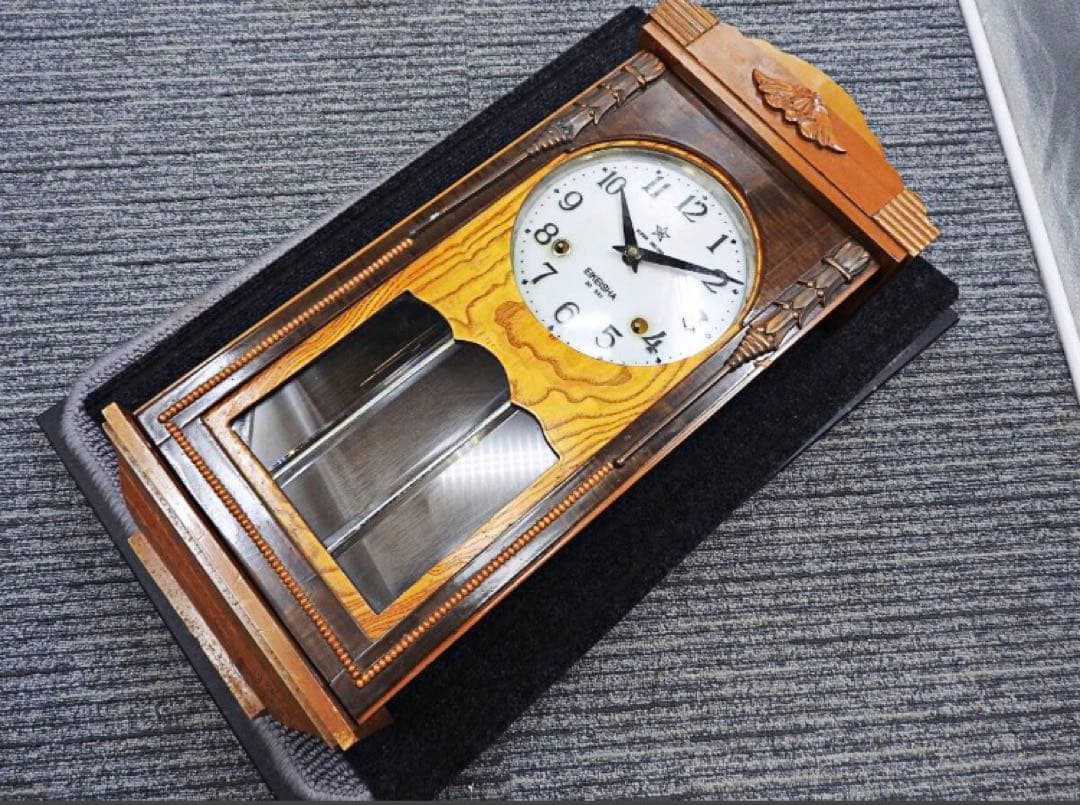 栄計舎 修復アンティーク柱時計30日巻 ゼンマイ時計 訳あり