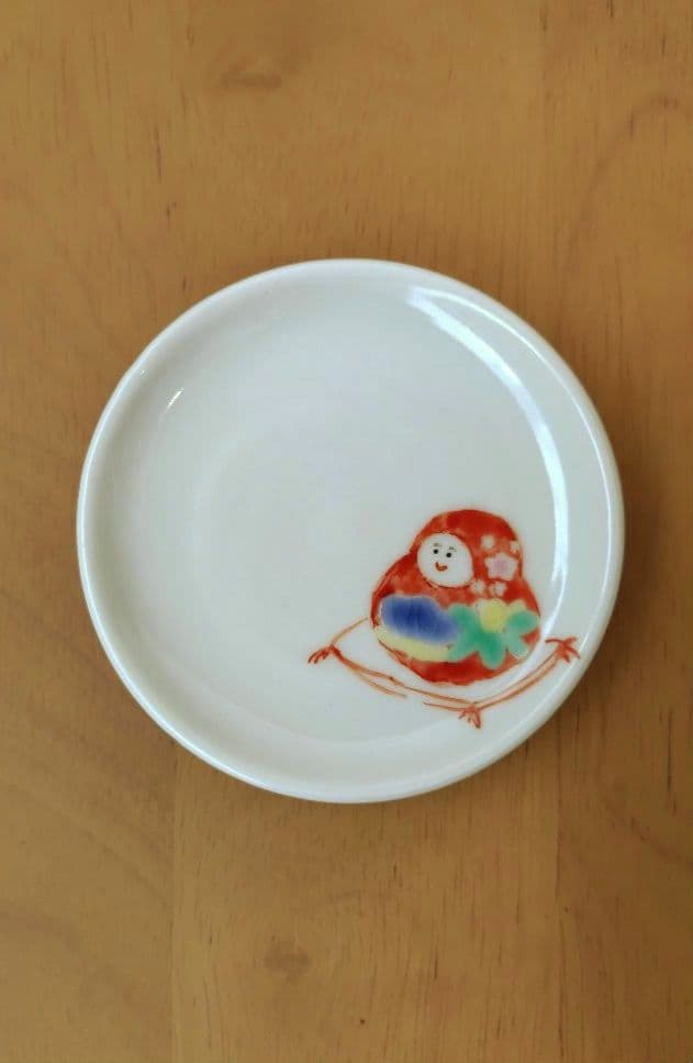 堀畑蘭さん 『色絵姫だるま』豆皿 ２枚セット