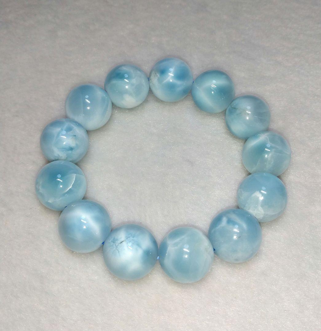 【良質,大玉】アイスラリマー　ブレスレット　平和　ブルーペクトライト