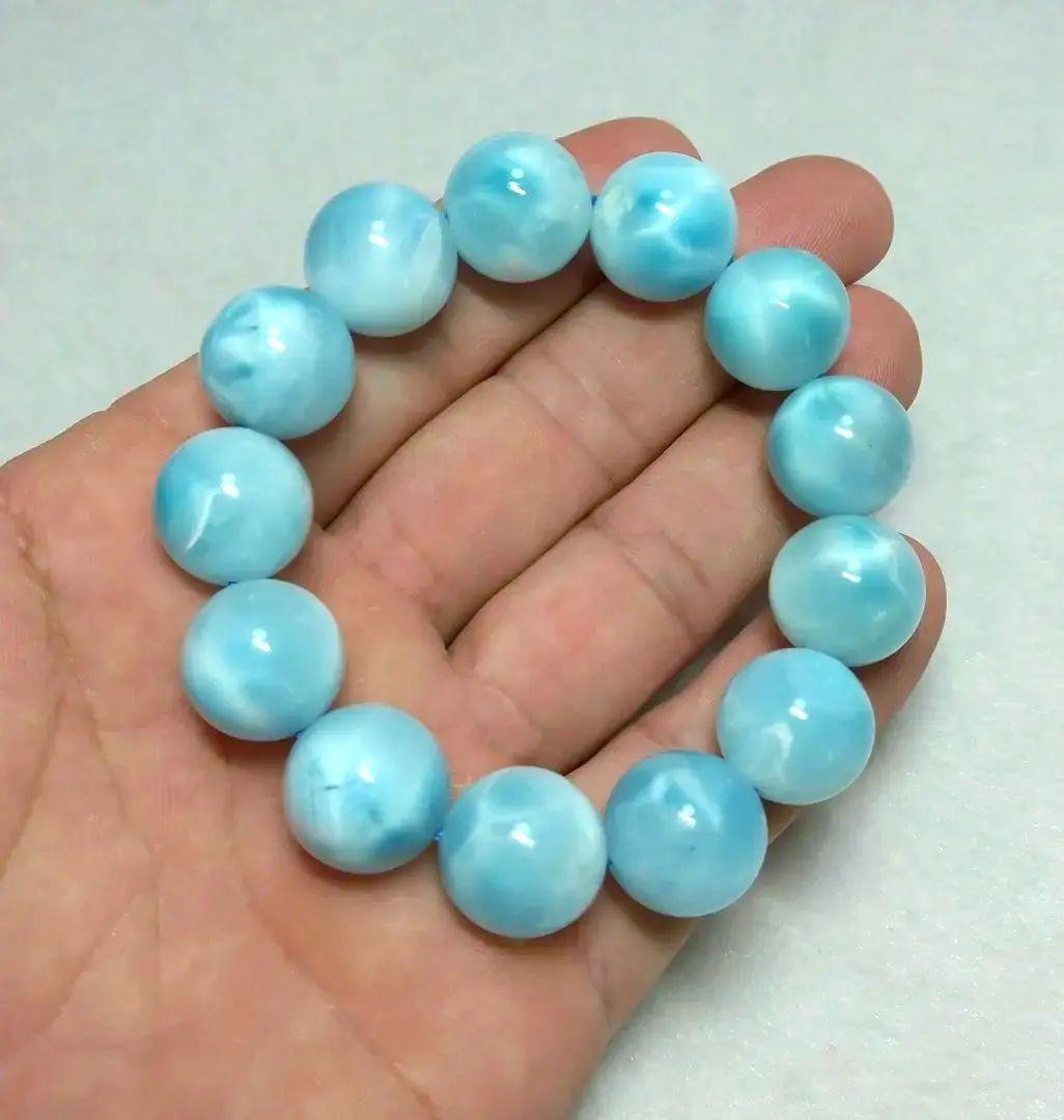 【良質,大玉】アイスラリマー　ブレスレット　平和　ブルーペクトライト