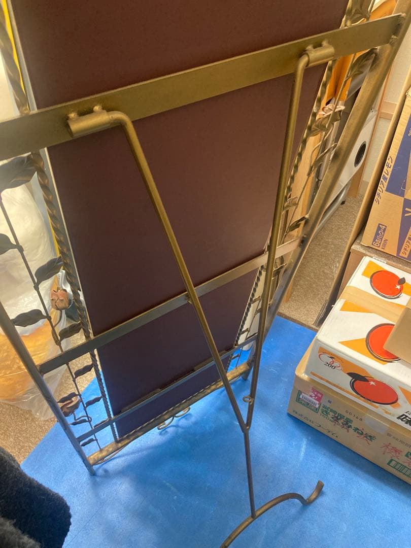 バラ装飾 アーチ型 スタンドミラー 姿見 ヴィンテージ アンティーク