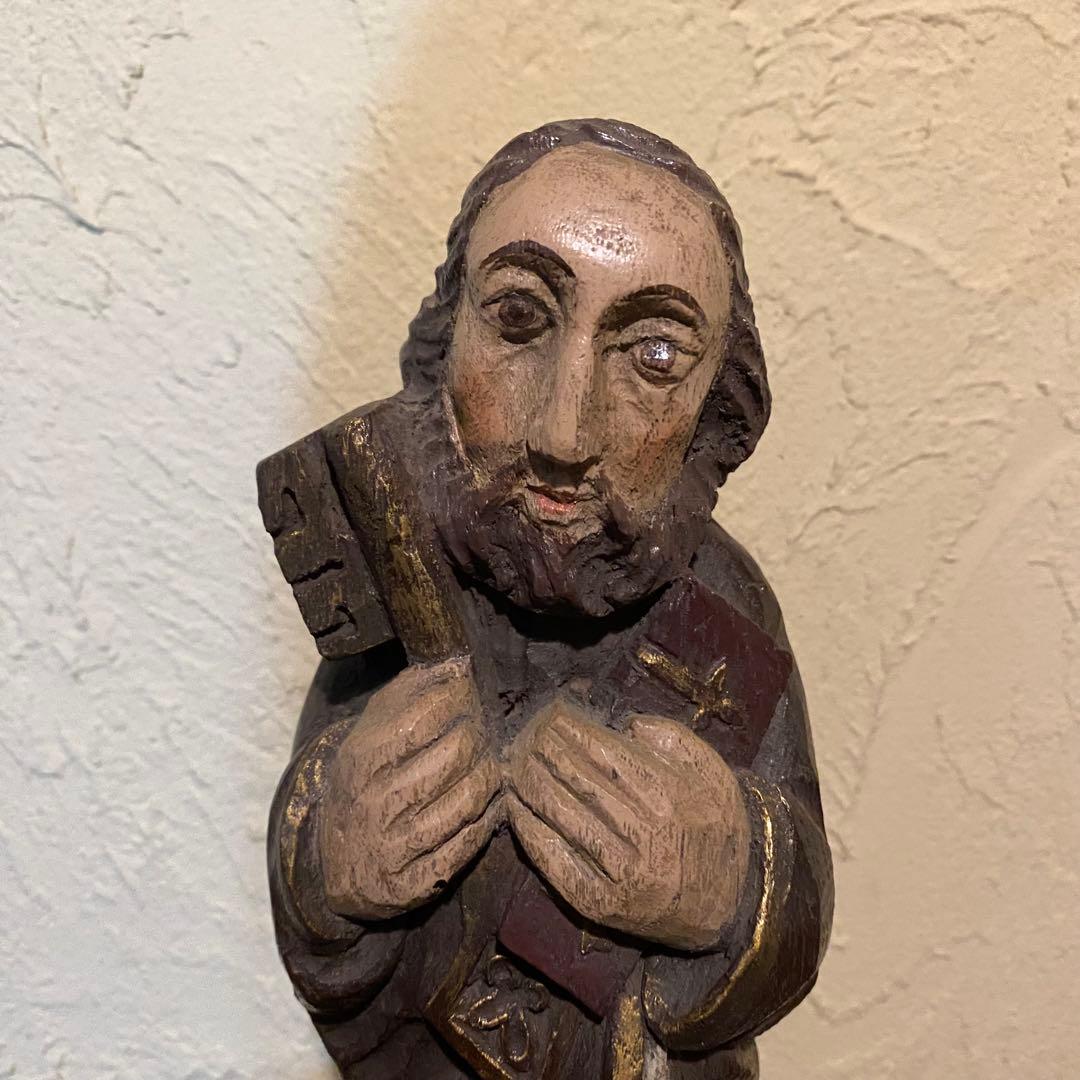 聖ペテロ（サン・ピエトロ）のアンティークの木製彫刻