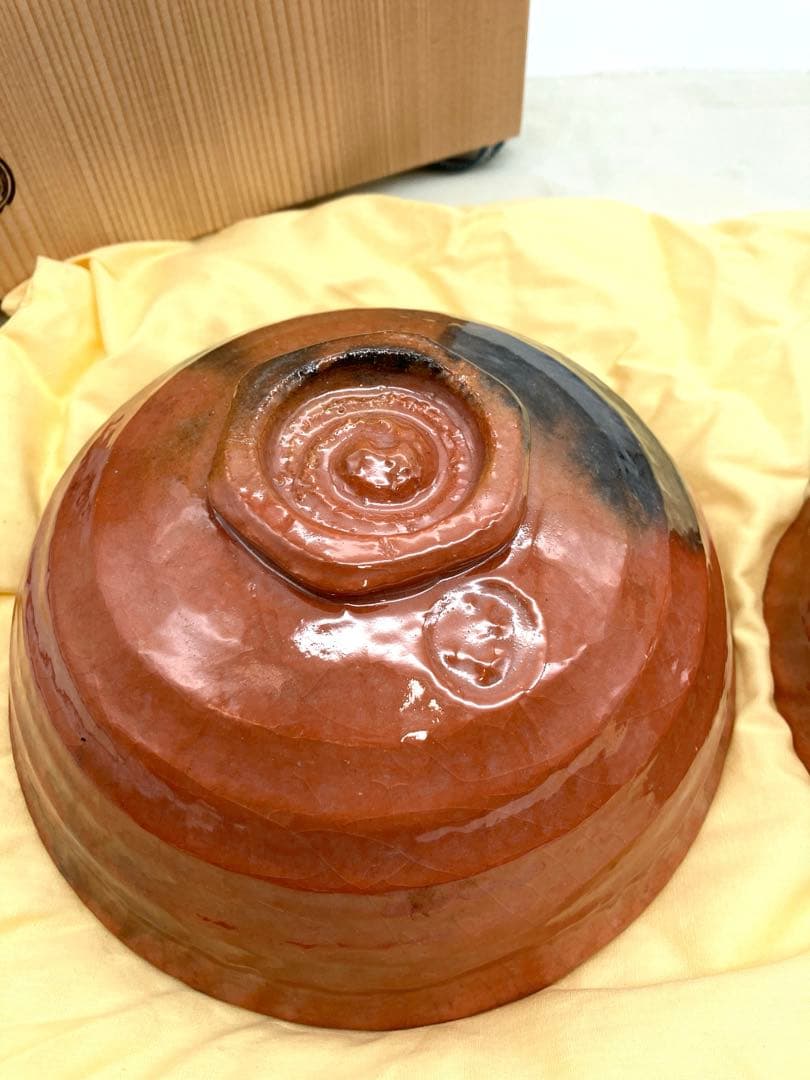 新品未使用　抹茶碗　七世和楽　金箔　島台茶碗　ペア茶碗 川崎和楽