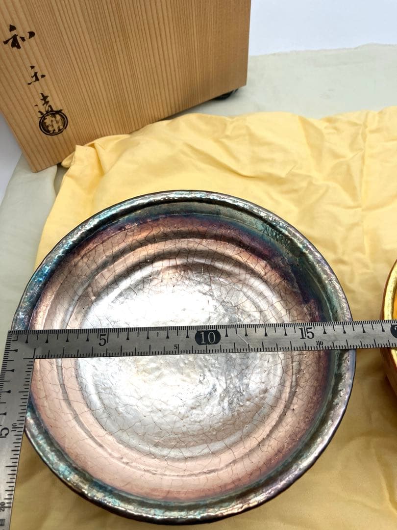 新品未使用　抹茶碗　七世和楽　金箔　島台茶碗　ペア茶碗 川崎和楽