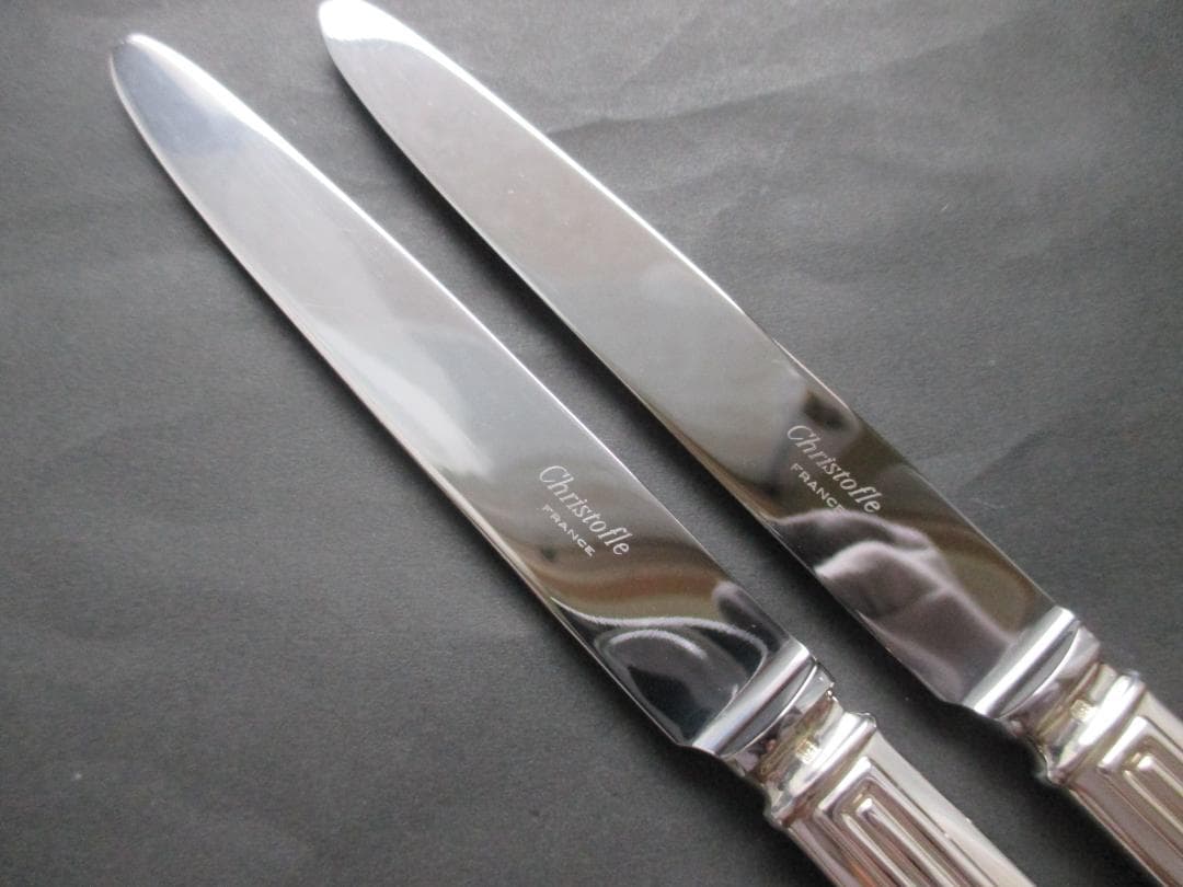 極美品☆仏蘭西 高級銀器☆クリストフルシルバー テーブルナイフ2本　トライアド