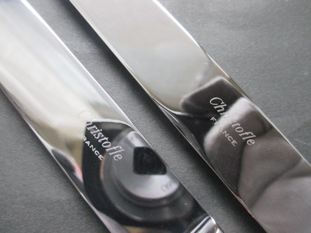 極美品☆仏蘭西 高級銀器☆クリストフルシルバー テーブルナイフ2本　トライアド