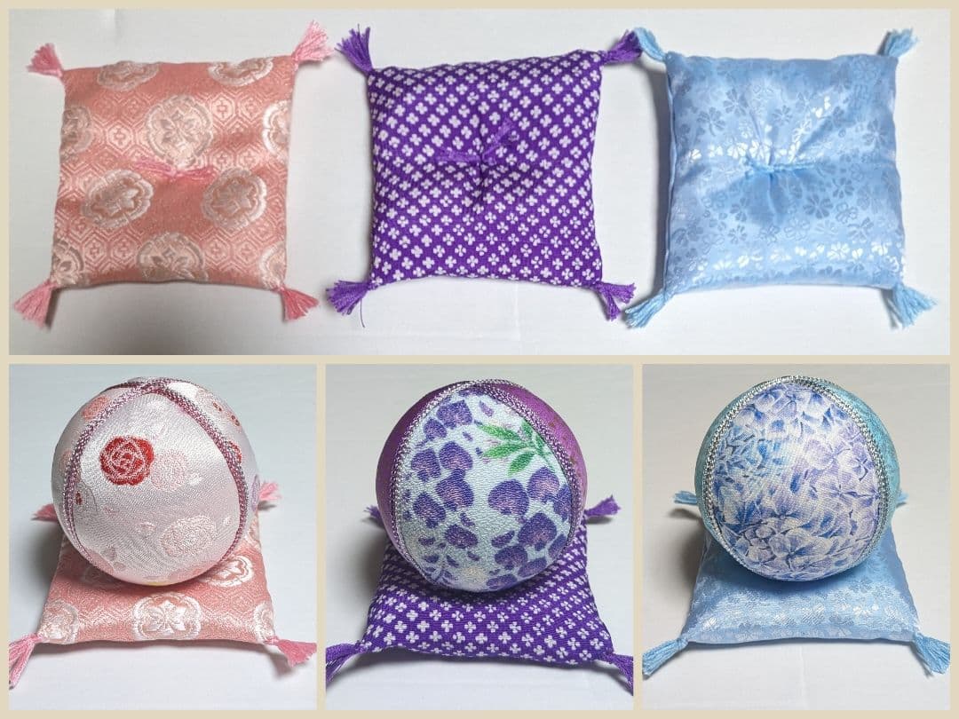 ピックル様 手毬10cm4点・8cm3点、座布団8cm3点、ウッドリング4点