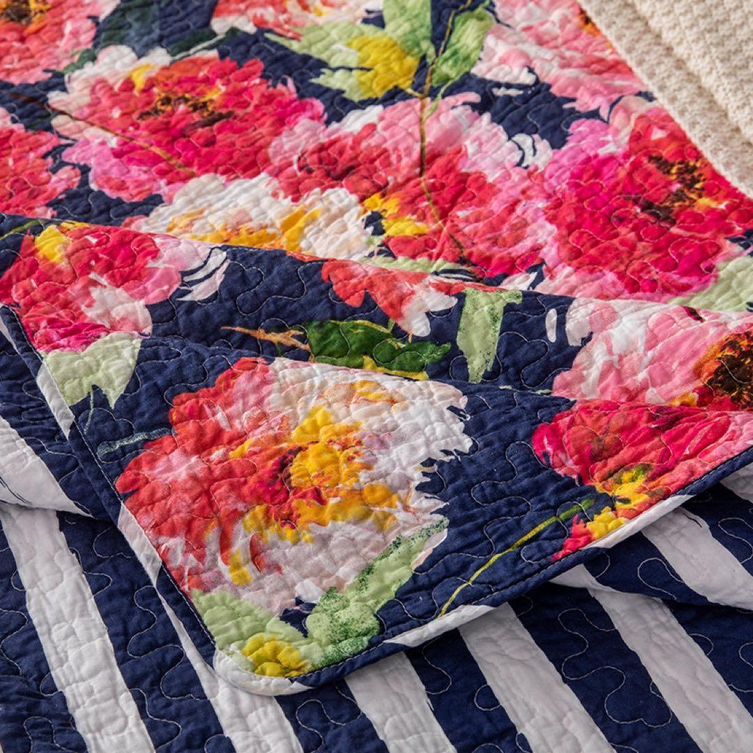 キルトベッドカバー3点セット綿マルチカバー キルティング 014