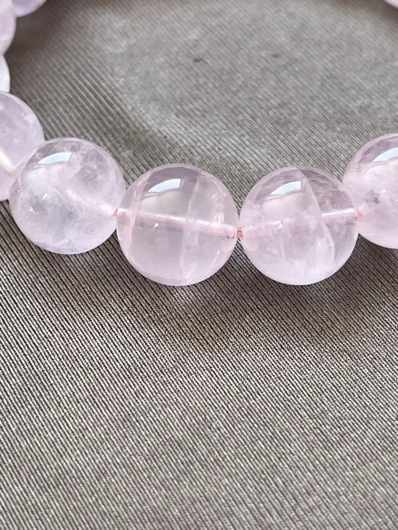 天然石ブレスレット☆ラベンダーピンクローズクォーツ１３ｍｍ☆上品なカラー！