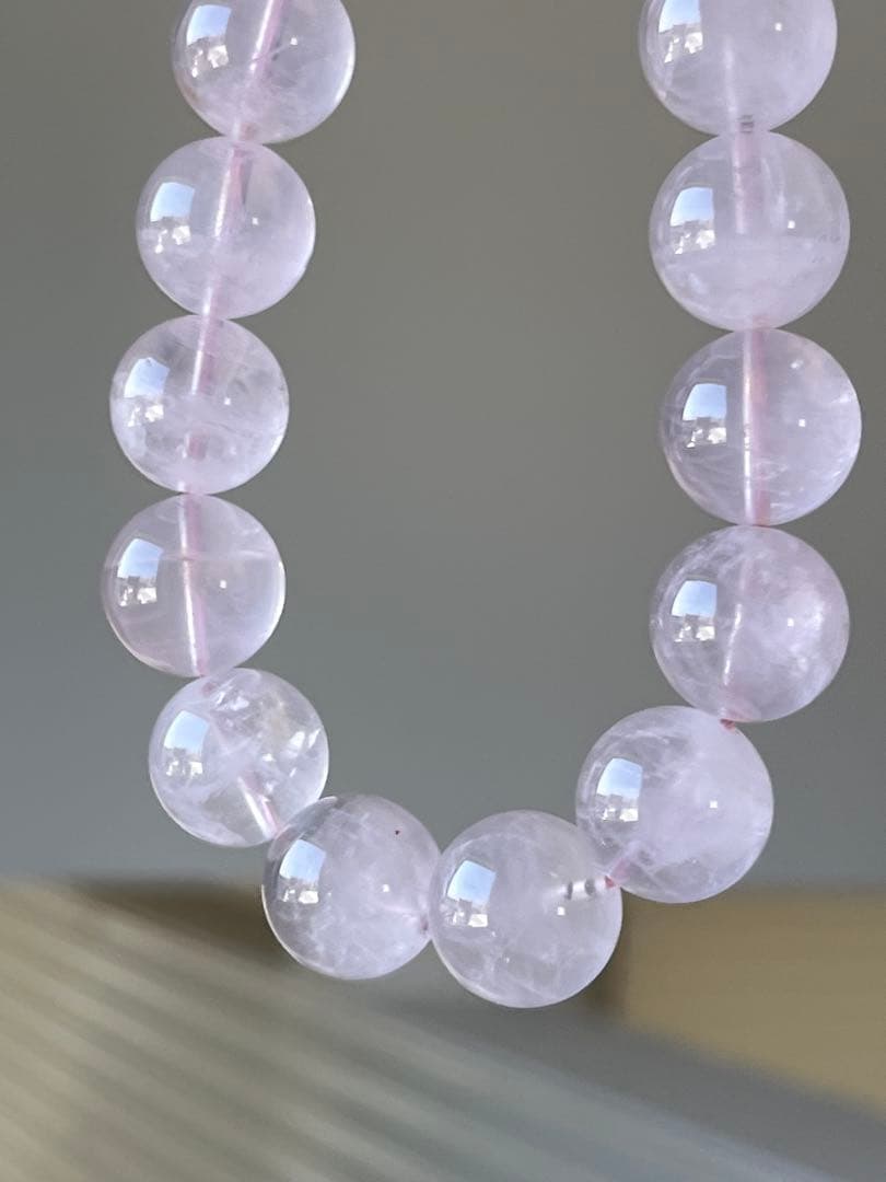 天然石ブレスレット☆ラベンダーピンクローズクォーツ１３ｍｍ☆上品なカラー！