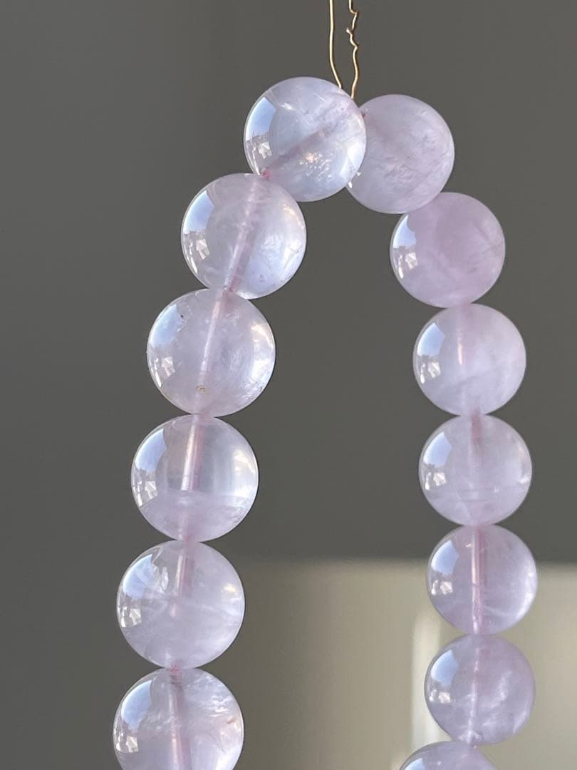 天然石ブレスレット☆ラベンダーピンクローズクォーツ１３ｍｍ☆上品なカラー！