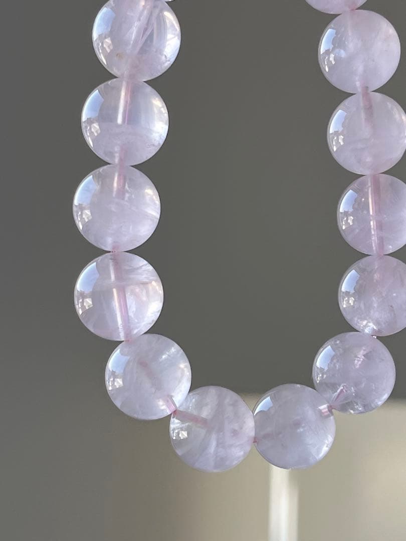 天然石ブレスレット☆ラベンダーピンクローズクォーツ１３ｍｍ☆上品なカラー！