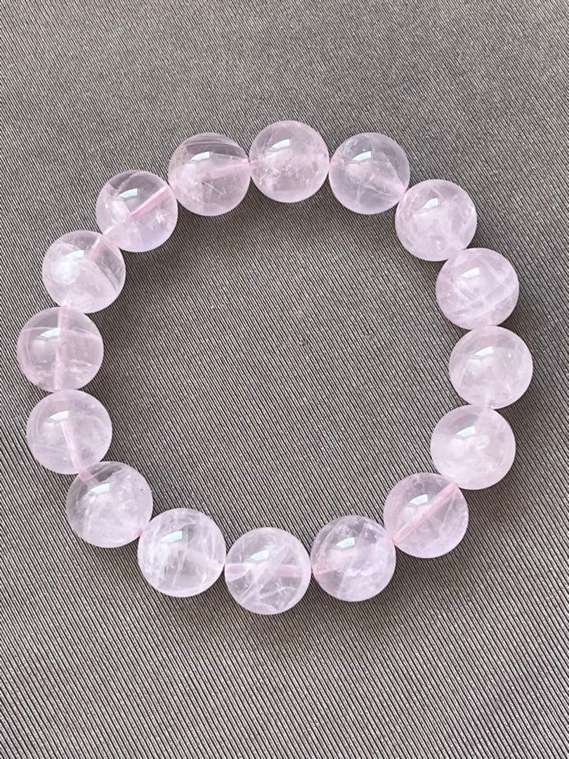 天然石ブレスレット☆ラベンダーピンクローズクォーツ１３ｍｍ☆上品なカラー！