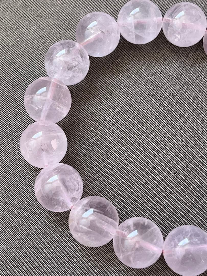 天然石ブレスレット☆ラベンダーピンクローズクォーツ１３ｍｍ☆上品なカラー！