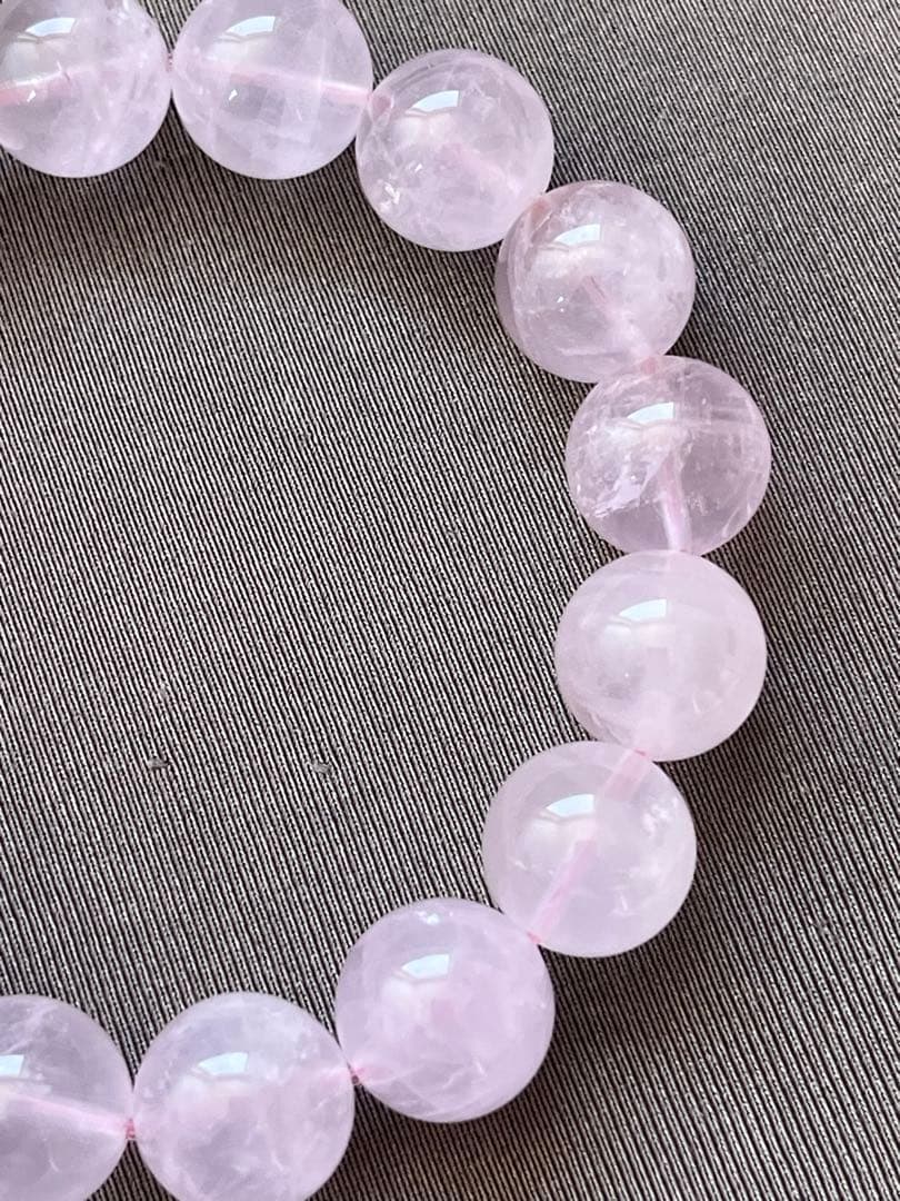 天然石ブレスレット☆ラベンダーピンクローズクォーツ１３ｍｍ☆上品なカラー！