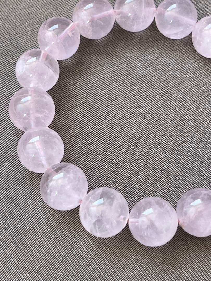 天然石ブレスレット☆ラベンダーピンクローズクォーツ１３ｍｍ☆上品なカラー！