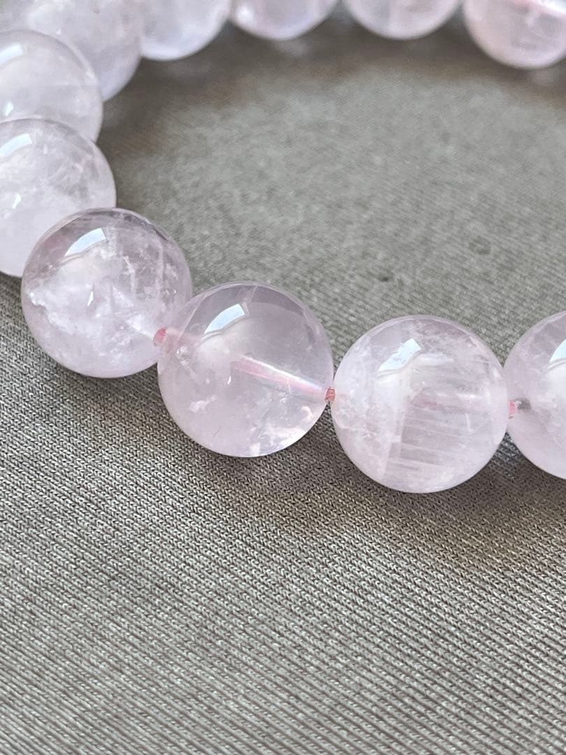 天然石ブレスレット☆ラベンダーピンクローズクォーツ１３ｍｍ☆上品なカラー！