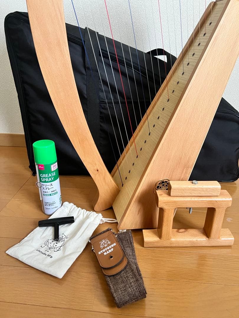 ★美品★おとつぶハープ 20弦 立奏アジャスター・ストラップ付・製品保証期間中