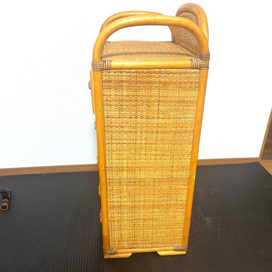 ラタン籐 5段チェスト 昭和レトロ アンティーク送料込