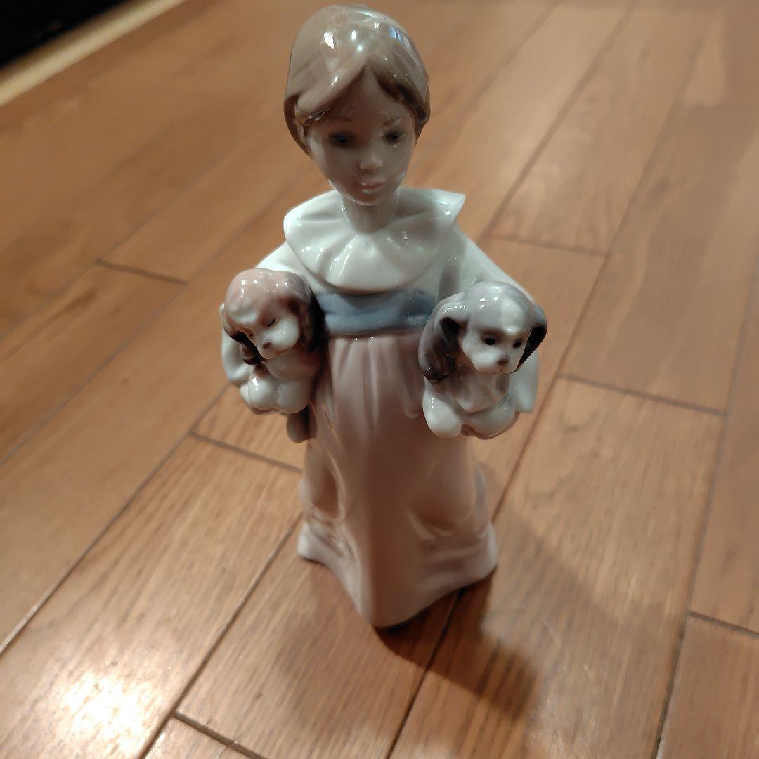 LLADRO リヤドロ　置き物　少女と犬私のパピィーたち　約20cm