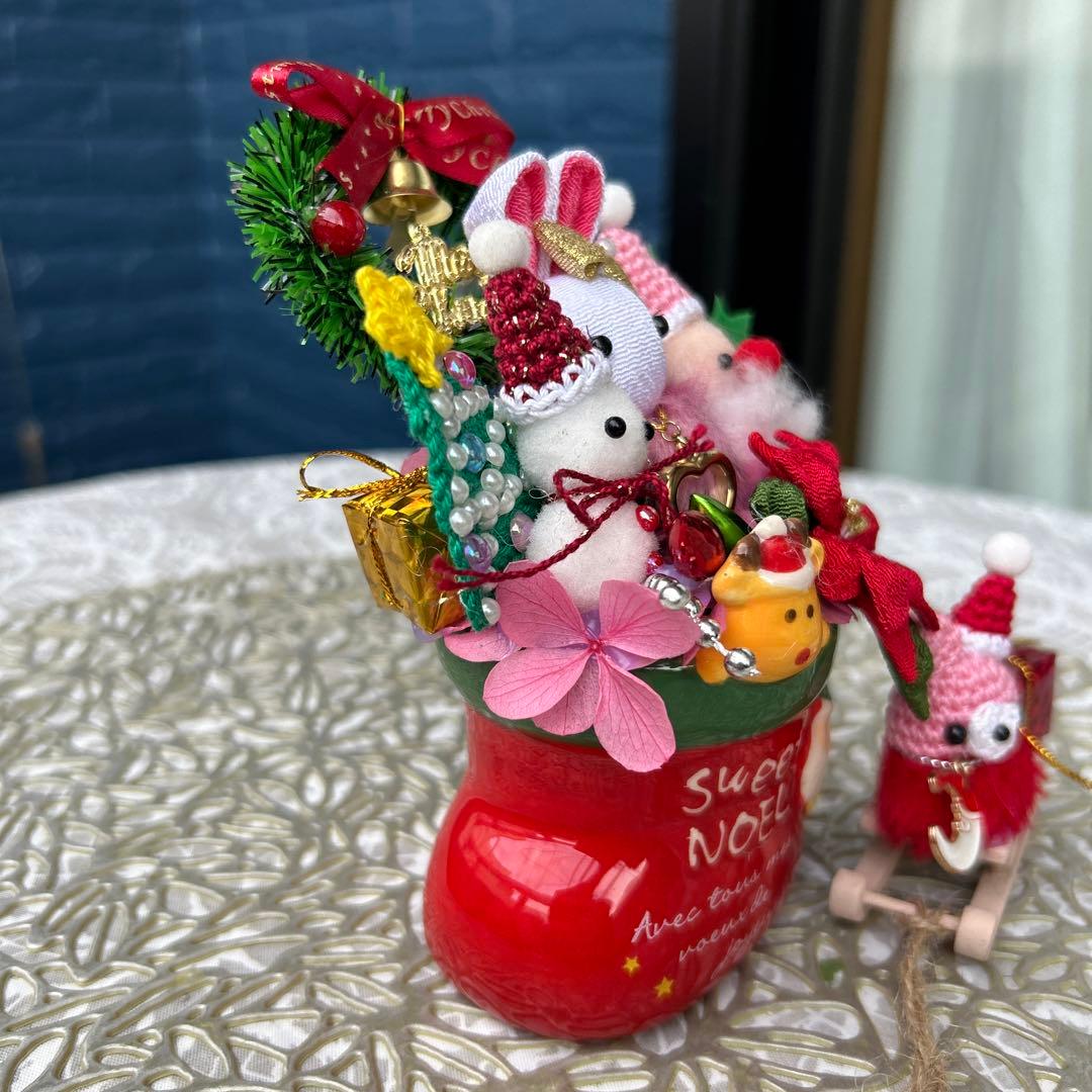 ハンドメイド❣️クリスマスアレンジ❣️サンタ、雪だるま、ツリー、リース❁⃘*.゜