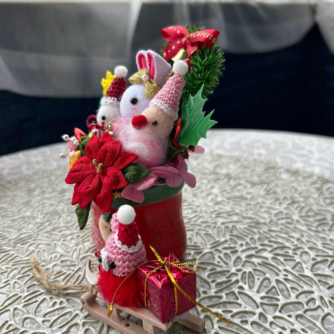 ハンドメイド❣️クリスマスアレンジ❣️サンタ、雪だるま、ツリー、リース❁⃘*.゜