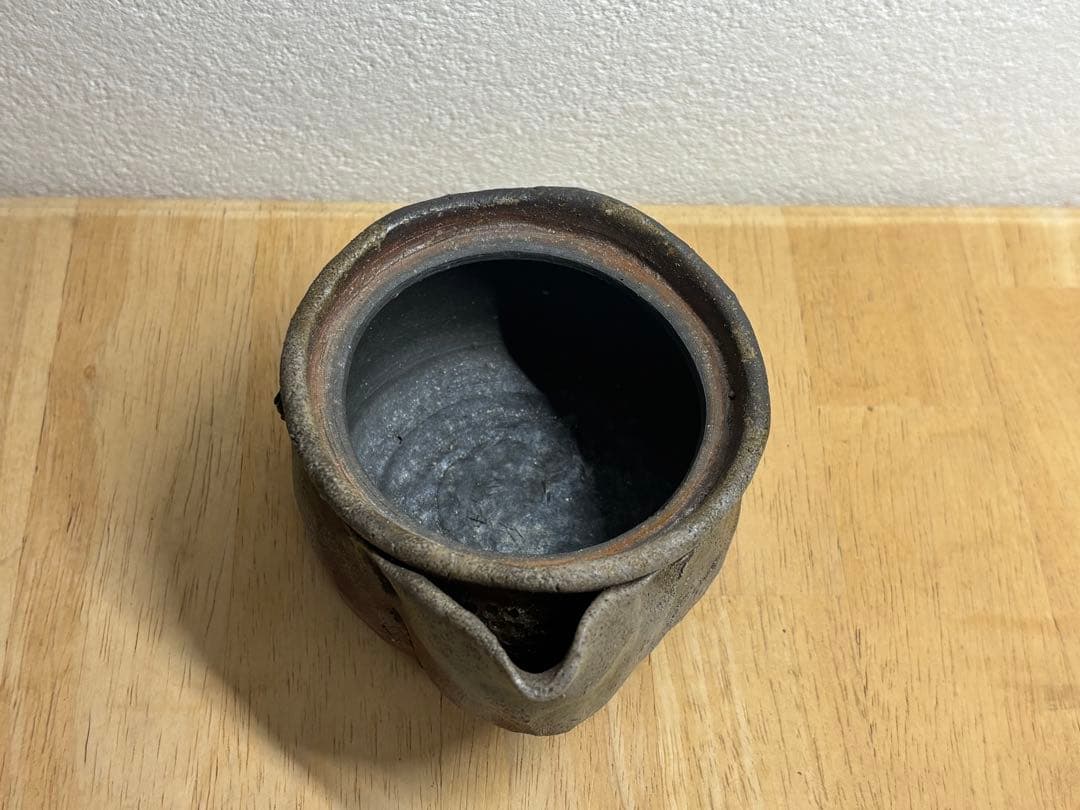 114. 備前焼 宝瓶 登り窯 梅 手びねり 急須