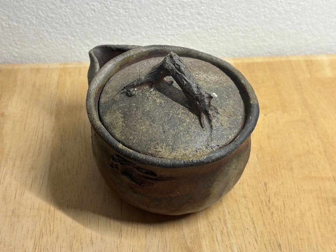 114. 備前焼 宝瓶 登り窯 梅 手びねり 急須