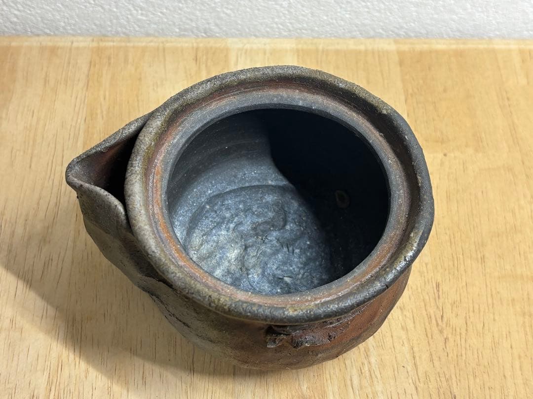 114. 備前焼 宝瓶 登り窯 梅 手びねり 急須