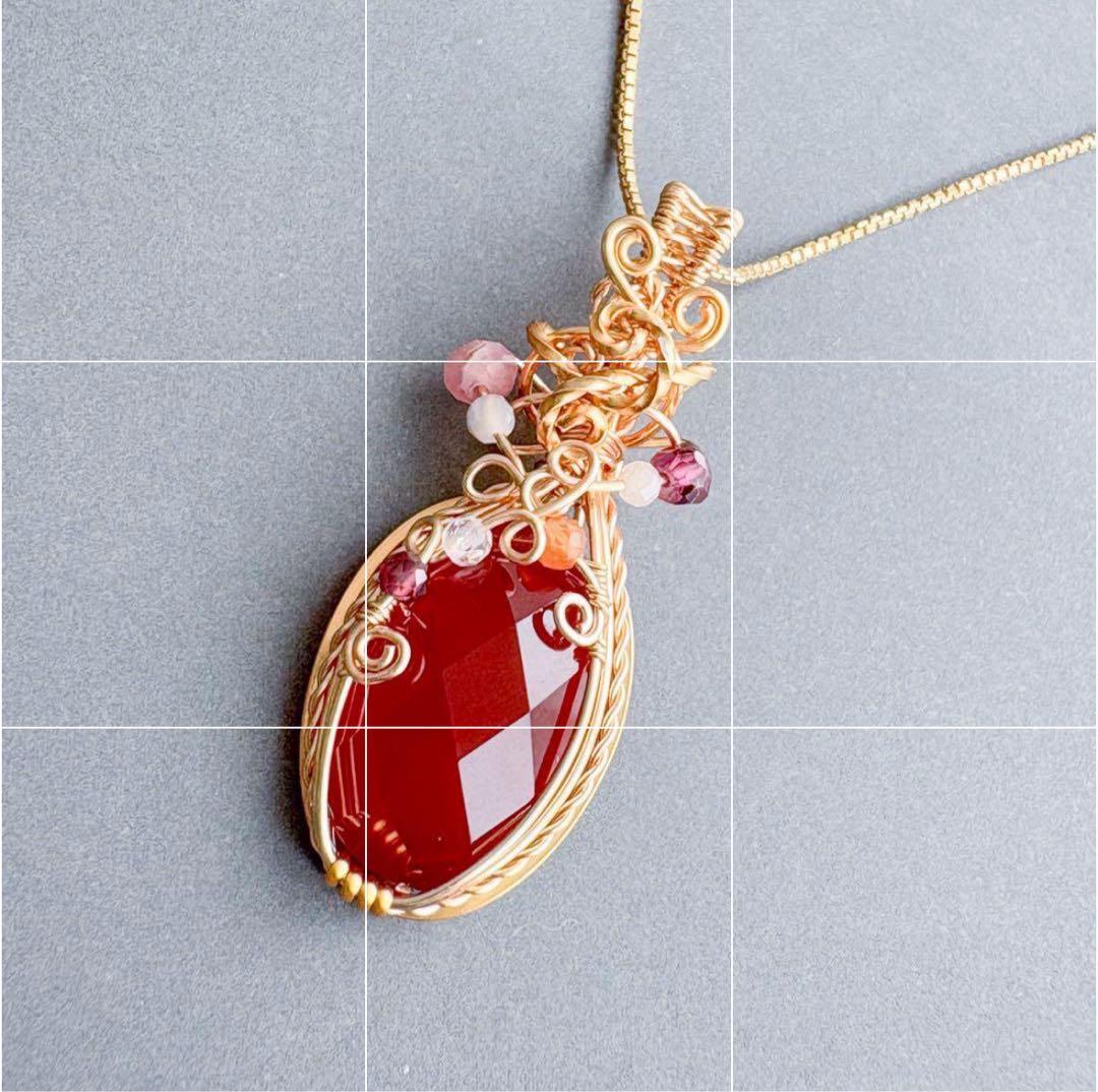 ロシアンブルー様 ラピスラズリ、レッドアゲート ペンダントトップ、チェーン