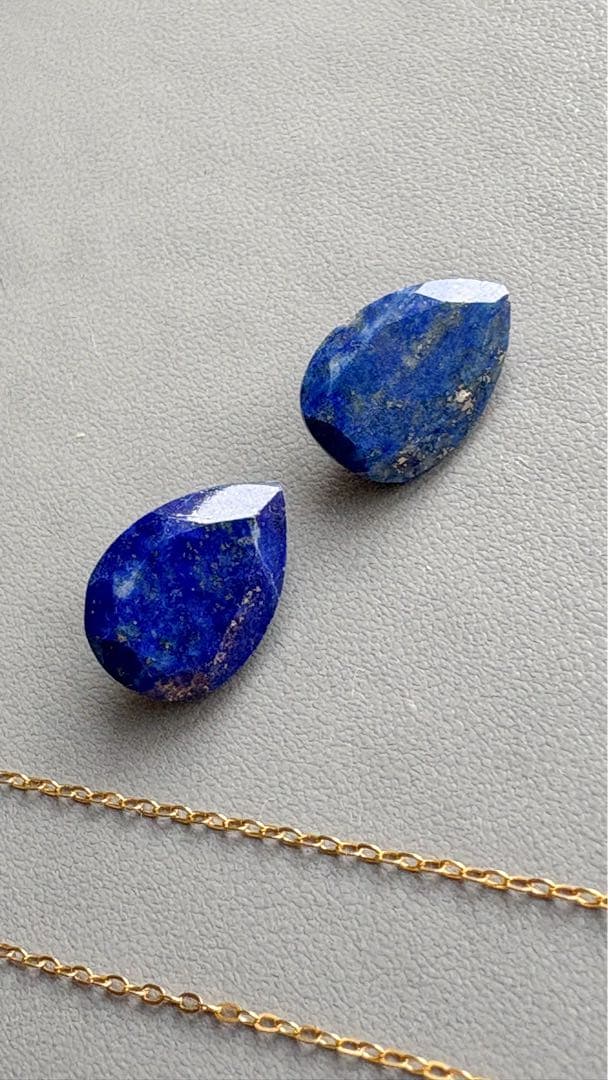 ロシアンブルー様 ラピスラズリ、レッドアゲート ペンダントトップ、チェーン