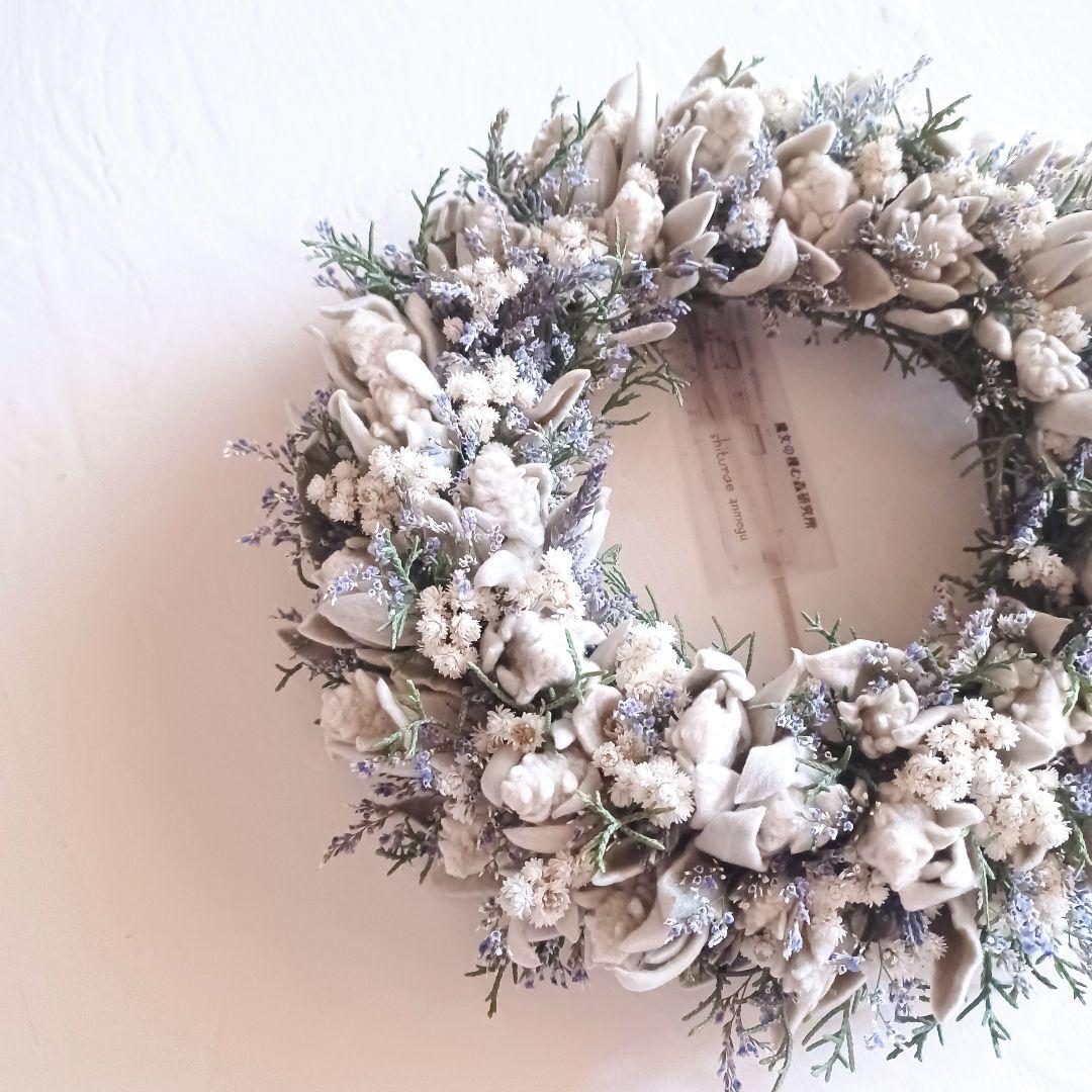 【魔女の棲む森 ～雪の日の花畑～】ドライフラワー リース クリスマスリース