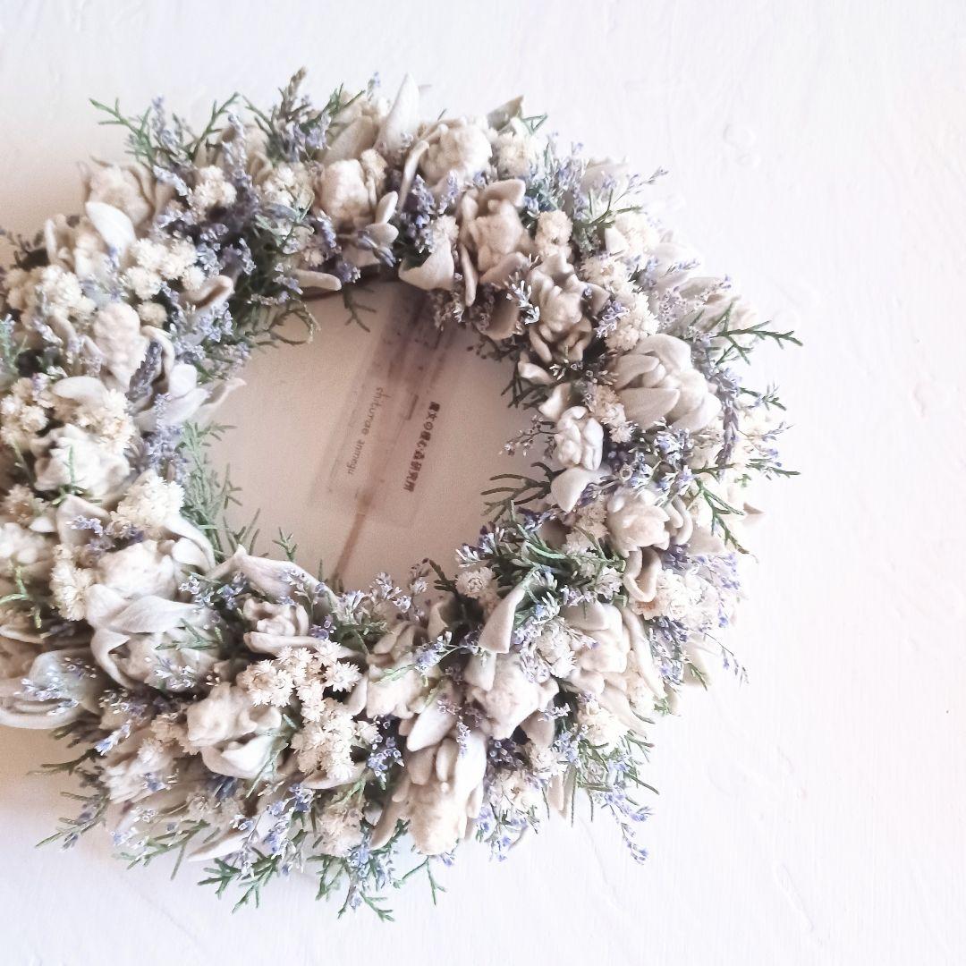 【魔女の棲む森 ～雪の日の花畑～】ドライフラワー リース クリスマスリース