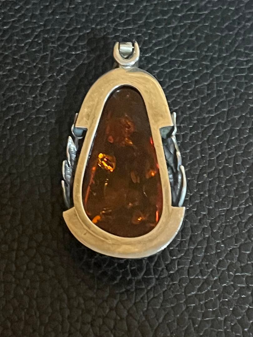 巨大 琥珀 ペンダントトップ SILVER ネックレス 925