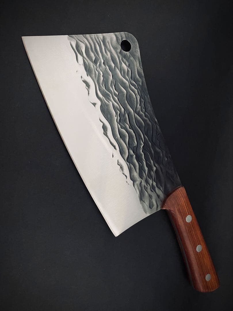 包丁　#076 中華包丁　槌目模様　960g　全長:34cm　刃渡:21.5c