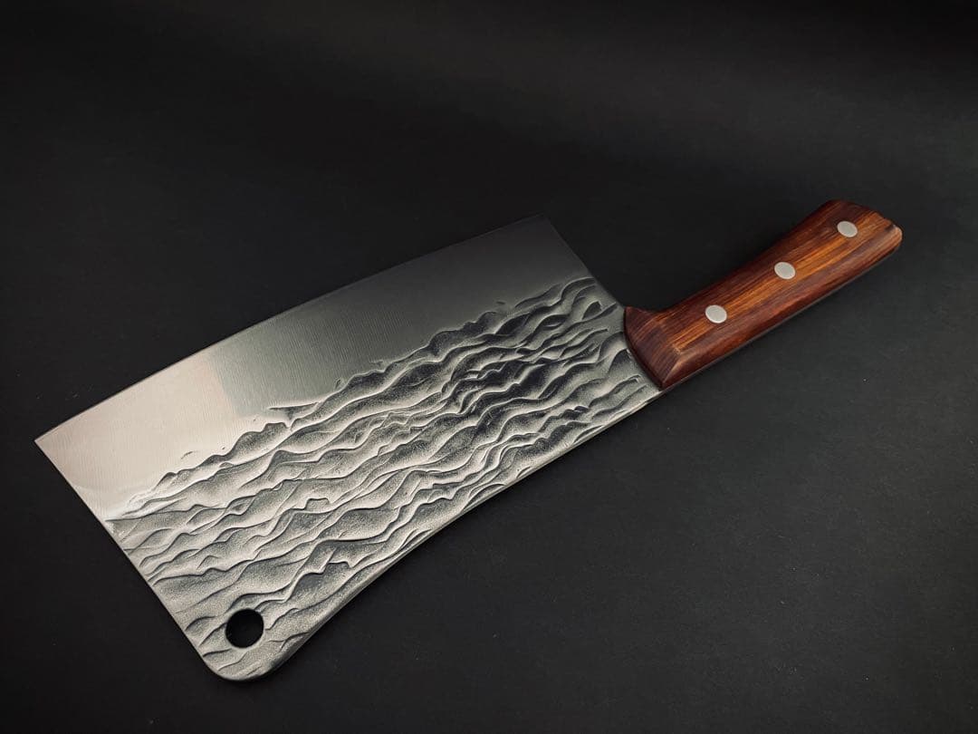 包丁　#076 中華包丁　槌目模様　960g　全長:34cm　刃渡:21.5c