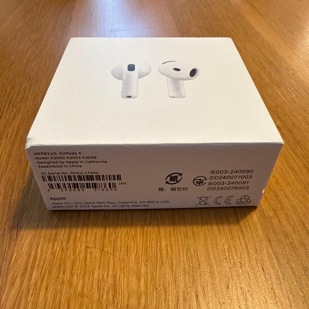 Apple AirPods 4 ワイヤレスイヤホン ノイズキャンセリングなし