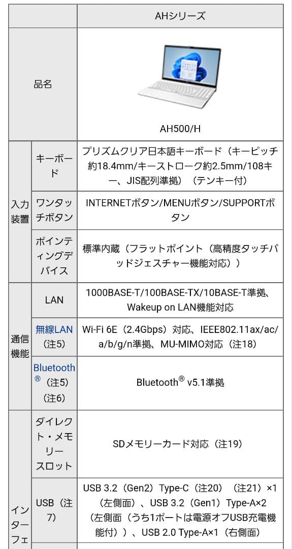ほぼ未使用 ノートパソコン 富士通 FMV A500HW