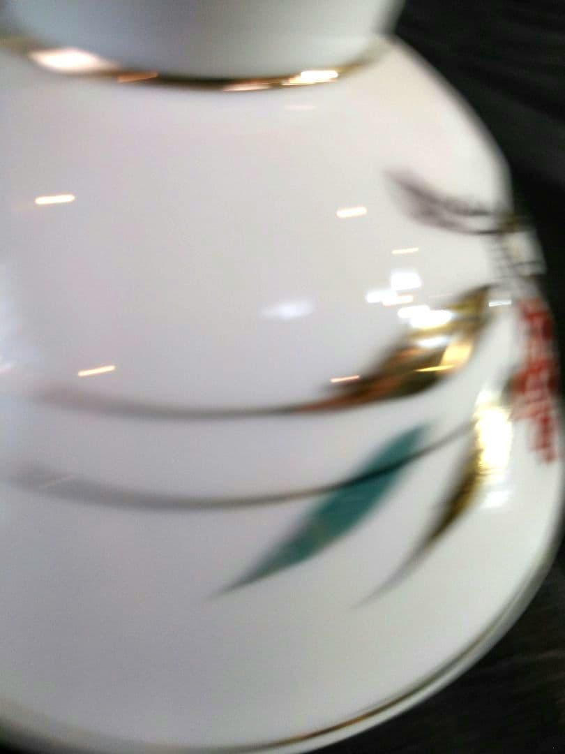 ♥希少５５年前有田焼⬛ヴィンテージ品⬛高級【光峰作】金銀彩・縁起物南天お茶碗3皿