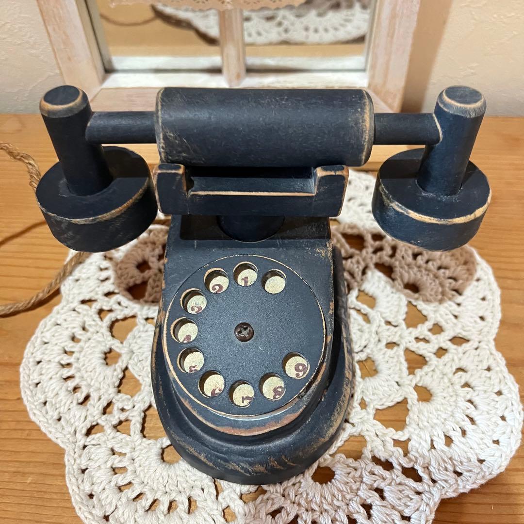 カントリー雑貨　レトロラジオ木製置物　電話木製置物　アンファン　enfant