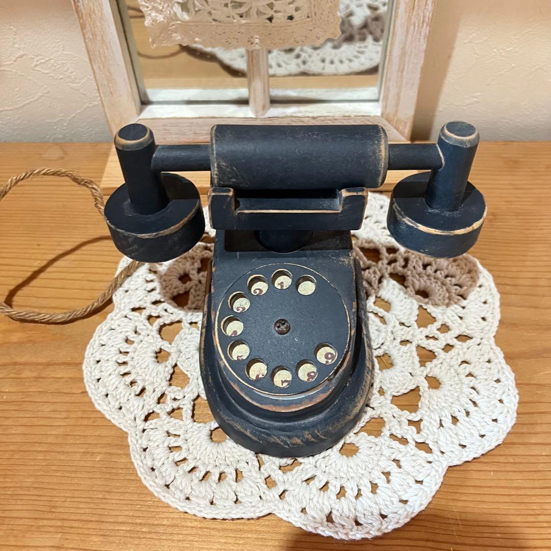 カントリー雑貨　レトロラジオ木製置物　電話木製置物　アンファン　enfant