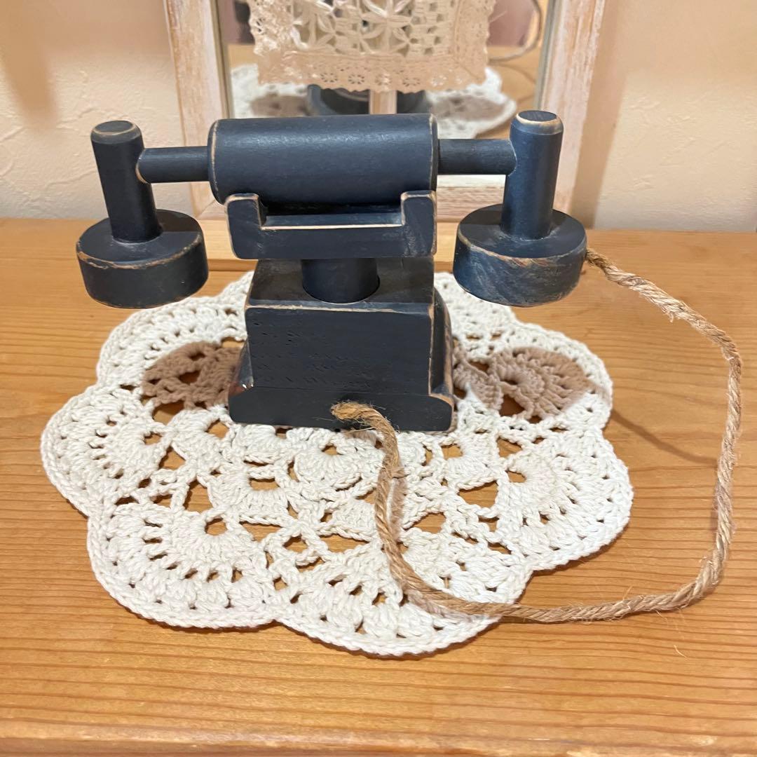 カントリー雑貨　レトロラジオ木製置物　電話木製置物　アンファン　enfant